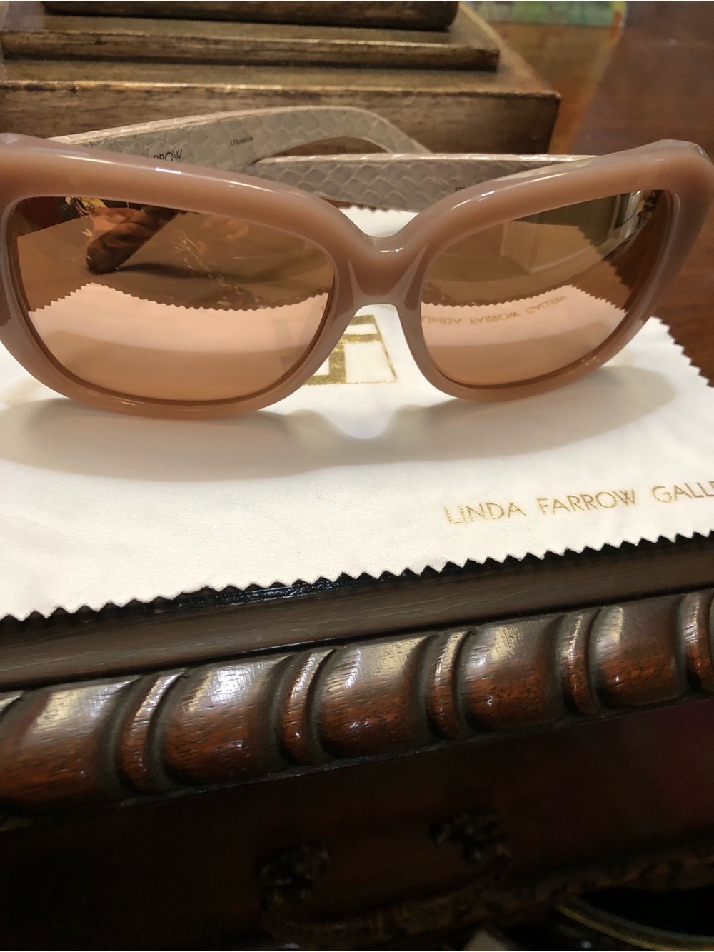 Linda Farrow Pink Beige Oversized Sunglasses